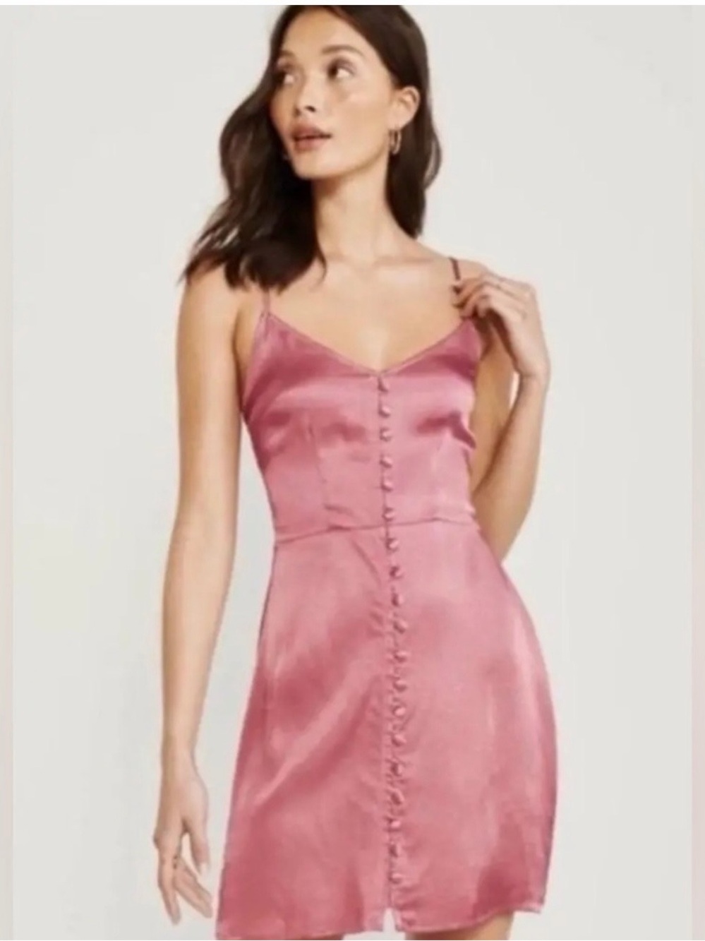 Abercrombie & Fitch Satin Slip Mini Dress in Dusty Rose